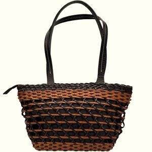 Ellepi Italy Woven Italian Leather Brown Black Shoulder Bag Hand Made